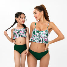 Printed Split Bikini Sexy Lotus Leaves Parent-Child Swimsuit