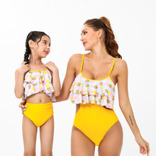 High Waist Bikini Sling Ruffled Fish Scale Print Parent-Child Swimsuit