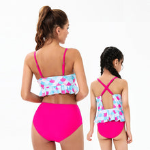 Sling Fish Scale Print Split High Waist Parent-Child Swimsuit