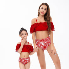 High Waist Split Bikini Lace Ruffle Parent-Child Swimsuit