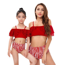High Waist Split Bikini Lace Ruffle Parent-Child Swimsuit