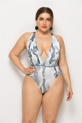 Printed Sexy Swimsuit Snake Print Plus Size One Piece Swimsuit