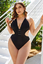 Sexy Sling Side Waist Hollow Out Back Large One-Piece Swimsuit