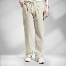 Holiday Cotton Linen Casual Trousers Drawstring Men Linen Men's Clothes