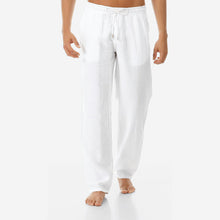 Men's Simple Fashion Solid Color Casual Cotton Breathable Linen Long Trousers