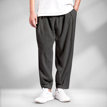 Men's Cotton Linen Harem Pants Lightweight Black Loose Beach Yoga Pants