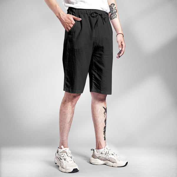 Men's summer loose linen cotton breathable five-point pants casual shorts