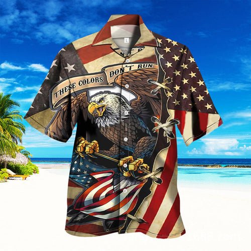 Men's Patriotic Hawaiian Shirts Independence Day Shirts - THESE COLORS DON'T RUN
