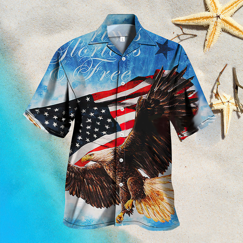 Men's Patriotic Hawaiian Shirts USA Flag Eagle Patriotic Independence Day Shirts