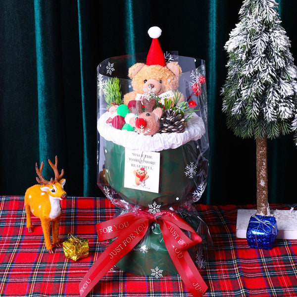 Christmas Plush Doll Bear Bouquet Creative Toy Soap Flower Christmas Day Gift