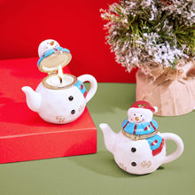 Ceramic Handmade Scented Candle Soy Wax Candle Christmas Gift - Teapot Snowman