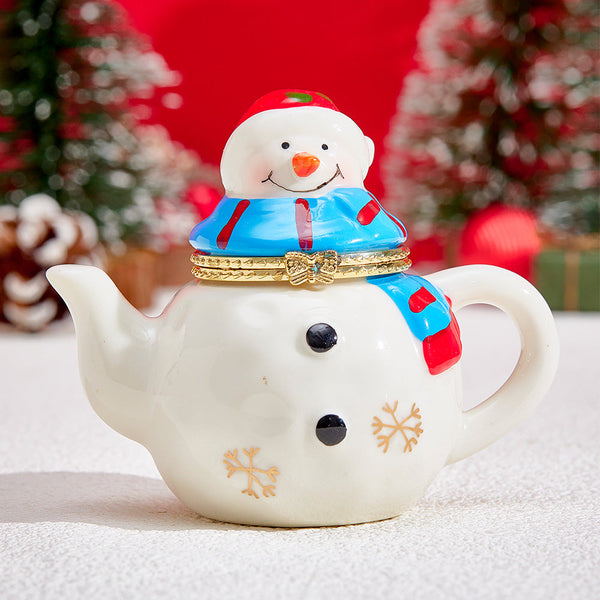 Ceramic Handmade Scented Candle Soy Wax Candle Christmas Gift - Snowman with Yellow Scarf