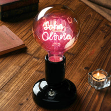 Custom Text Edison Led Filament Modeling Lamp Soft Light Bulbs Decorative Vintage Black Lamp Base