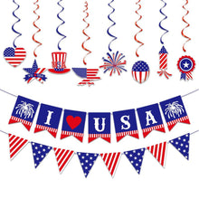 4th of July Decorations Hanging Swirls Banner Independence Day Decor for Home Patriotic Party Supplies - SantaSocks