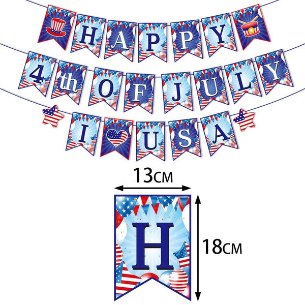 4th of July Decorations Hanging Banner Independence Day Decor for Home Patriotic Party Supplies - SantaSocks