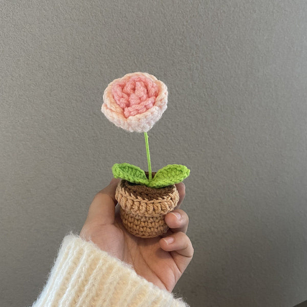 Handmade Crochet Flowers Completed Hand Woven Knitted Potted Plants Gift for Handicraft Lover - SantaSocks