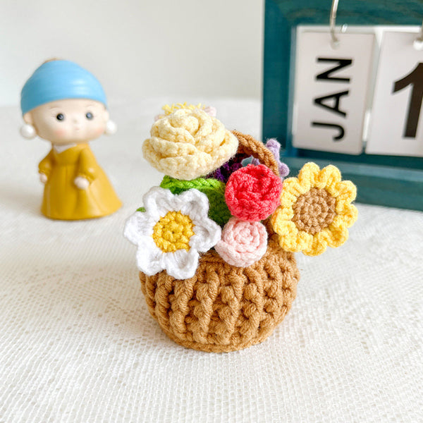 Multicolor Flowers Crochet Potted Plants Completed Hand Woven Knitted Potted Plants Gift for Handicraft Lover - SantaSocks