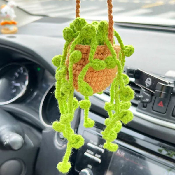 Cute Potted Plants Crochet Car Mirror Hanging Accessories Gift for Handicraft Lover - SantaSocks