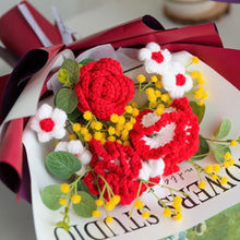 Crochet Flowers Bouquet Handmade Knitted Carnation Bouquet with Light Strip Gift for Her Graduation Gift