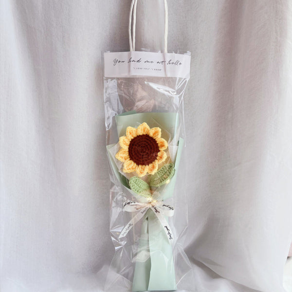 1pc Crochet Flower Handmade Knitted Flower with Light Strip Gift for Lovers Graduation Gift