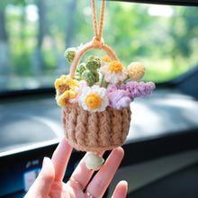 Cute Knitted Flowers Basket Crochet Plant Car Mirror Hanging Accessories Gift for Her - SantaSocks