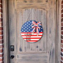 4th of July Welcome Door Sign Independence Day Decorations Front Door Hanger - SantaSocks