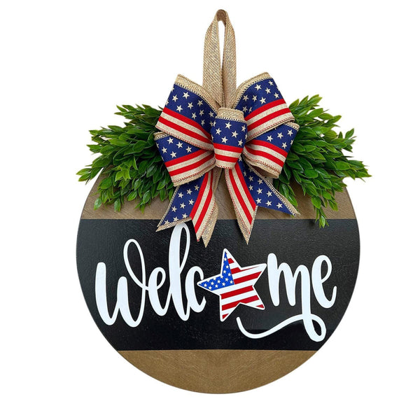 4th of July Welcome Door Sign Independence Day Decorations Front Door Decor - SantaSocks