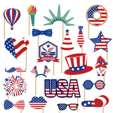 20 Pcs 4th of July USA Patriotic Independence Day Party Photo Booth Props Kit - SantaSocks