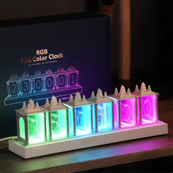 Nixie Tube Clock, RGB Digital Clock, Modern Desktop Clock, DIY Pseudo Glow Tube Clock Kit, Home Decor House Warming Gift