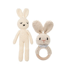 Knitted Dolls Toy Cute Animal Wooden Baby Rattle for Children's Educational Toy
