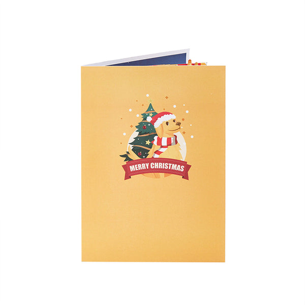 Christmas 3D Pop Up Card Christmas Dog Sledding Greeting Card