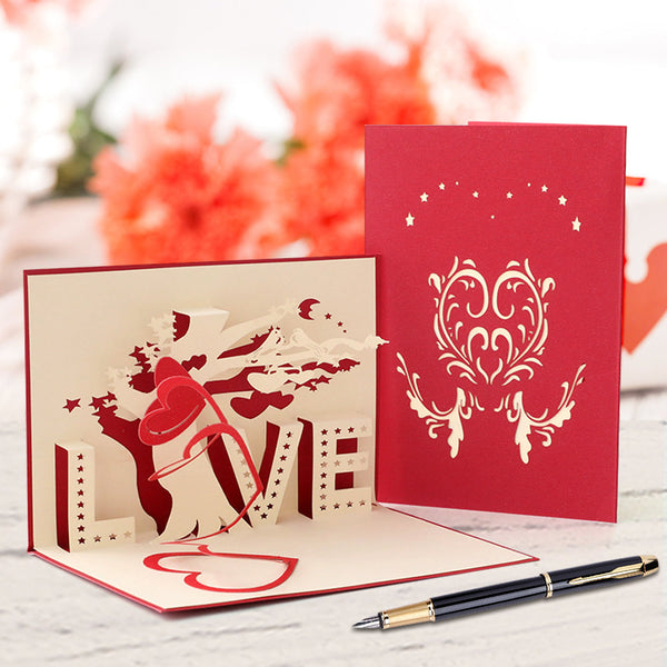 Valentine's Day Love Tree 3D Pop Up Greeting Card