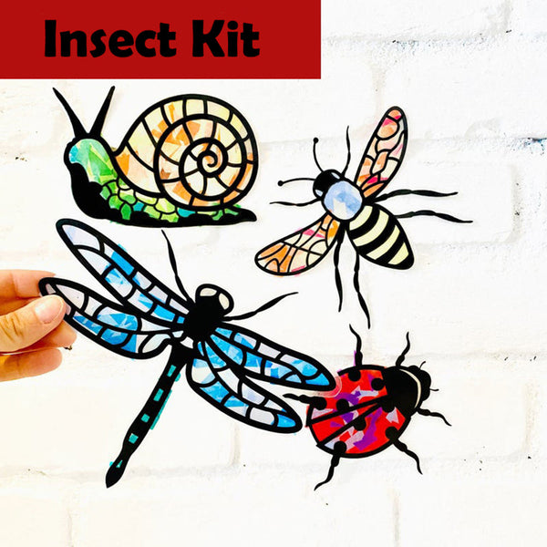DIY Kids Craft Kit Stained Glass Tissue Paper Kids Handmade Party - Insect Kit