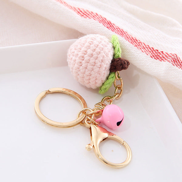 Crochet Fruit Keychain Cute Food Donut Knitted Car Keyring Bag Decorations Gifts for Her - SantaSocks