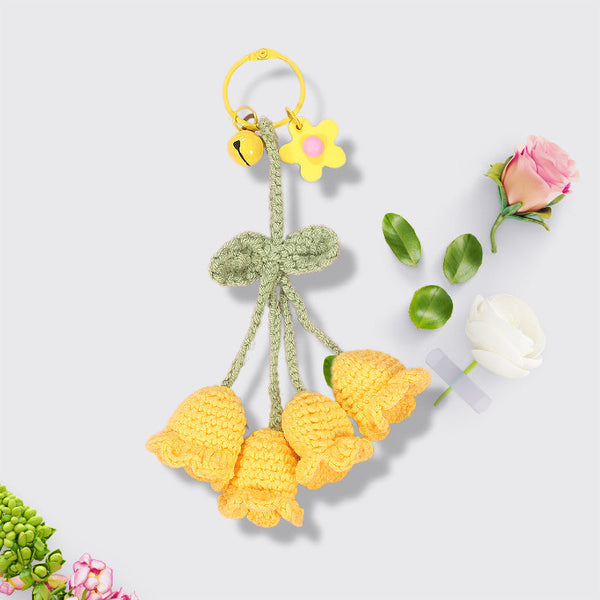 Flower Knitted KeyChain for Bag Crochet Campanula Keychain Handmade Gift - SantaSocks