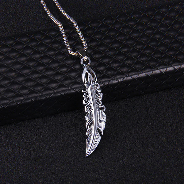 Feather Pendant Necklace Men's Trendy Personality Fashion Nightclub Europe and the United States Hip-hop Street Jewelry