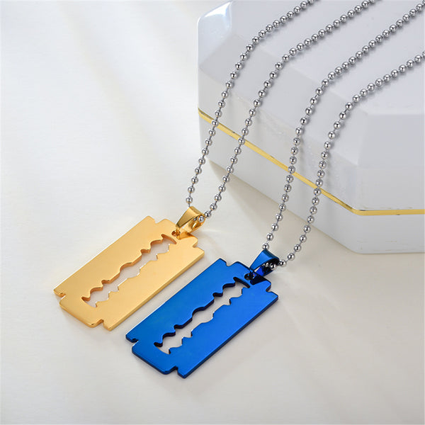 Stainless Steel Blade Necklace Men's Hip Hop Jewelry