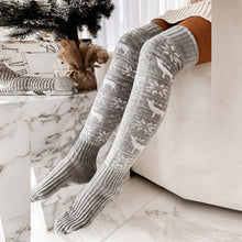 Christmas Snowflakes Elk Long Hose Knitted Above Knee Stack Ladies Socks