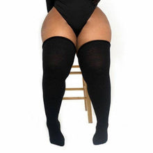 Women Winter Leg Warmer Large Size Three Bars Striped Fashionable Long Tubes Overknee Socks