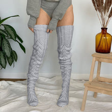 Winter Solid Color Hollow Mesh Long Tube Overknee Socks Women Knit Socks