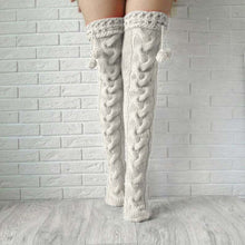 Knitted Garter Headballs Above Knee Long Stockings Stack Wool Socks Women