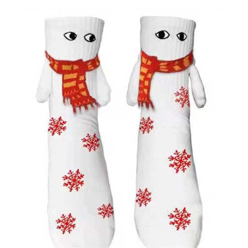 Funny Doll Mid Tube Socks Magnetic Holding Hand Socks Scarf White Socks Christmas Gifts