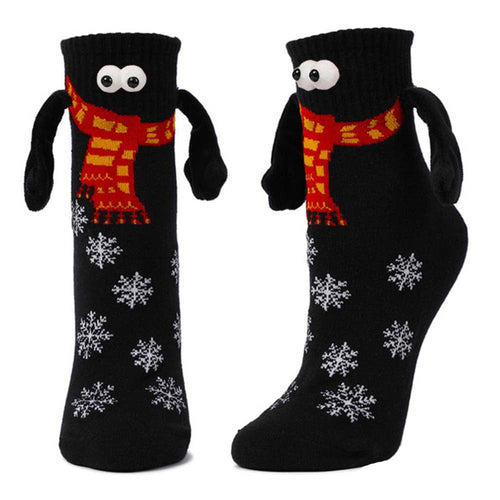 Funny Doll Mid Tube Socks Magnetic Holding Hand Socks Scarf Black Socks Christmas Gifts