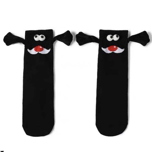 Funny Doll Mid Tube Socks Magnetic Holding Hand Socks Red Nose Socks Christmas Gifts
