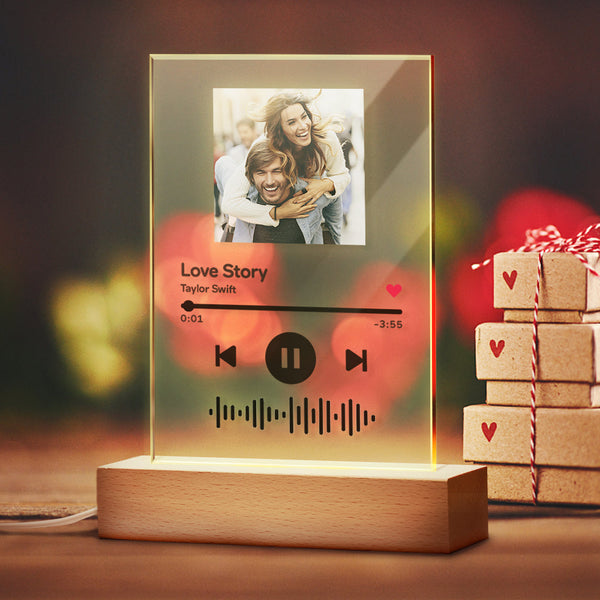 Anniversary Gifts Spotify Glass Art Custom Photo Scannable Music Plaque Best Christmas Gift