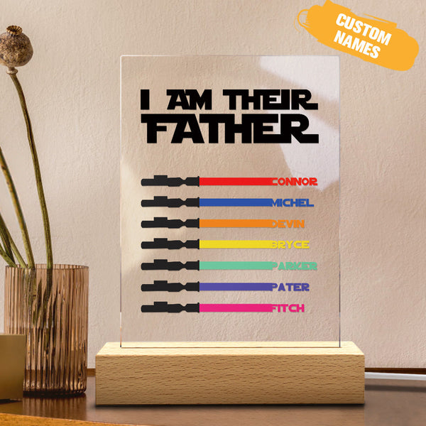 Personalized I Am Their Father Night Light Acrylic Light Saber Plaque Father's Day Gifts - SantaSocks