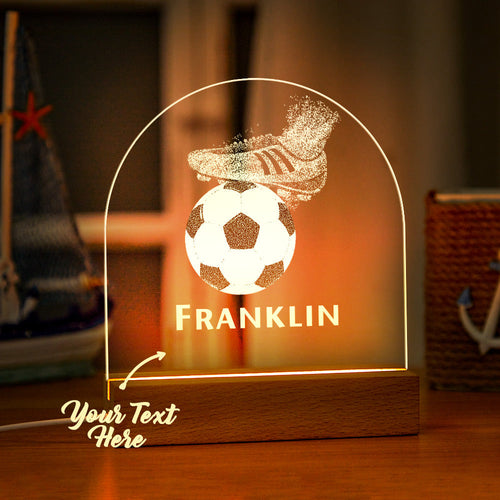 Custom Name Acrylic Night Light Football Design Football Gifts For Boys, Birthday Gifts For Kids