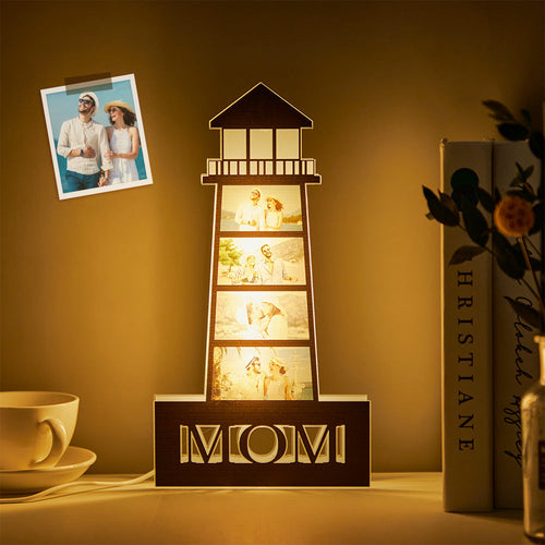 Personalized Photo Lighthouse Night Light LED Lamp Decoration Mother's Day Gifts