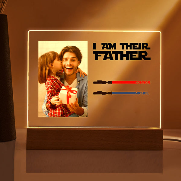 Personalized I Am Their Father Night Light Photo Acrylic Light Saber Plaque Father's Day Gifts - SantaSocks