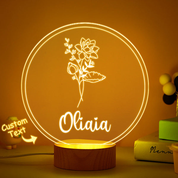 Personalized Name Birthflower Acrylic Night Light Gifts for Mother's Day - mymoonlampuk